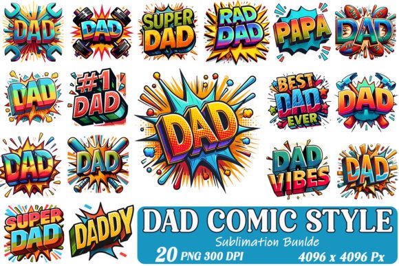 Download DAD Comic Style Sublimation Bundle - Style Collection