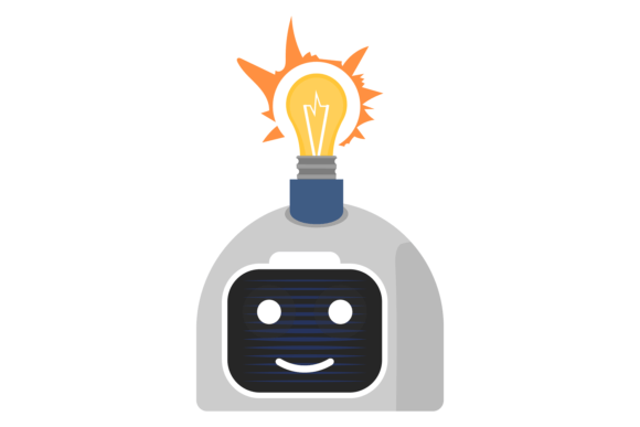Download Robot Head with Shining Light Bulb. Crea - Shining Collection