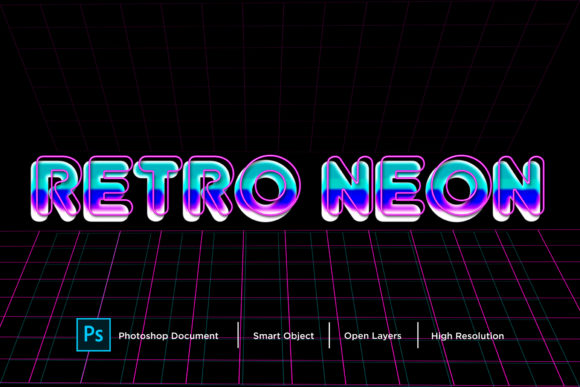 Download Retro Neon Text Effect Layer Style - Style Collection