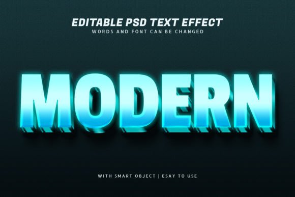 Download Modern 3d Blue Glow Text Effect Editable - Modern Collection