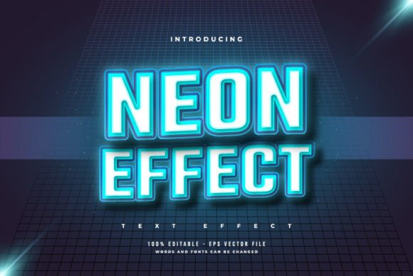 Download Text Effect in Blue Neon Style - Style Collection