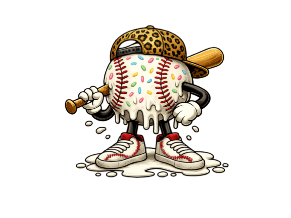 Download Baseball Melting Drip PNG Leopard Hat - Premium Bundle