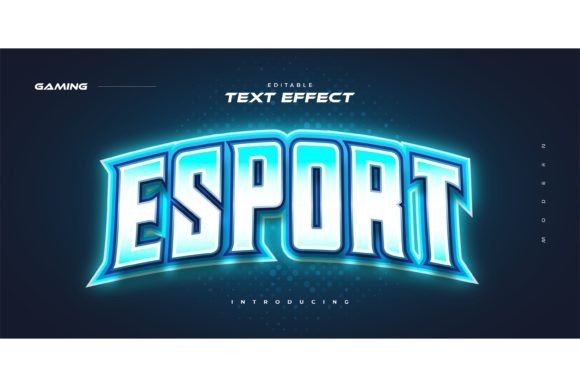 Download Blue E-sport Text Style with Neon Effect - Style Collection